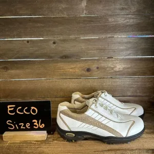 NIB Womens Ecco Casual Pitch HydroMax White Sand‎ Sneakers Shoes Size EU 36