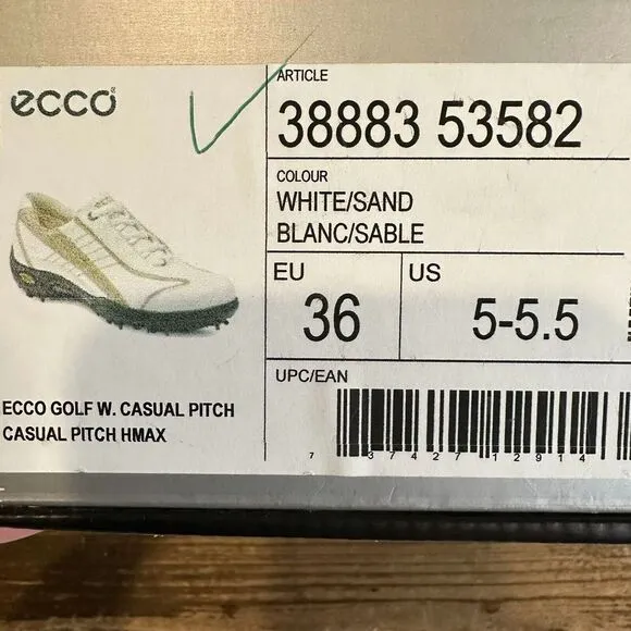 NIB Womens Ecco Casual Pitch HydroMax White Sand‎ Sneakers Shoes Size EU 36