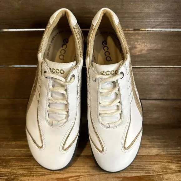 NIB Womens Ecco Casual Pitch HydroMax White Sand‎ Sneakers Shoes Size EU 36