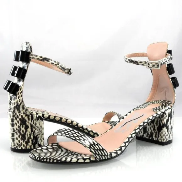 NIB$895 SALVATORE FERRAGAMO Connie Mid-Block-Heel Bows Ankle Strap Sandals 6.5