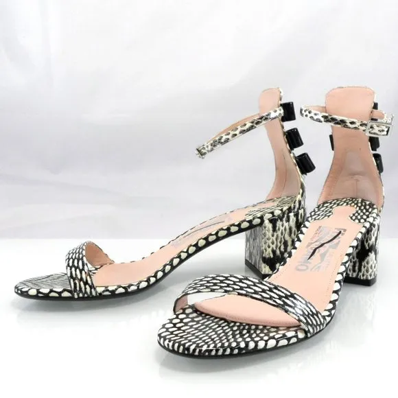 NIB$895 SALVATORE FERRAGAMO Connie Mid-Block-Heel Bows Ankle Strap Sandals 6.5