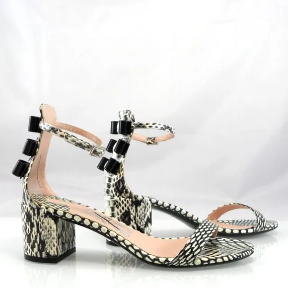 NIB$895 SALVATORE FERRAGAMO Connie Mid-Block-Heel Bows Ankle Strap Sandals 6.5