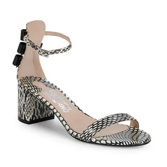 NIB$895 SALVATORE FERRAGAMO Connie Mid-Block-Heel Bows Ankle Strap Sandals 6.5