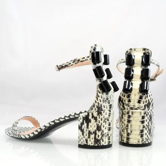NIB$895 SALVATORE FERRAGAMO Connie Mid-Block-Heel Bows Ankle Strap Sandals 6.5
