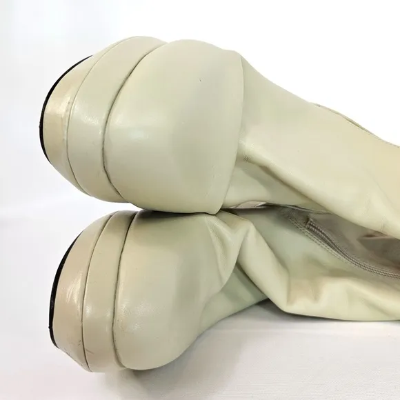 Nicholas K Jedda Over The Knee Boots Wedge Shoes Off-White/Beige Size 37/US 6.5