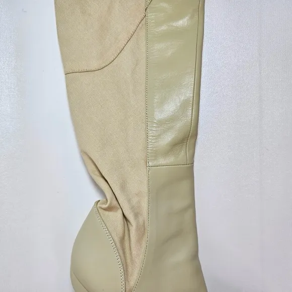 Nicholas K Jedda Over The Knee Boots Wedge Shoes Off-White/Beige Size 37/US 6.5