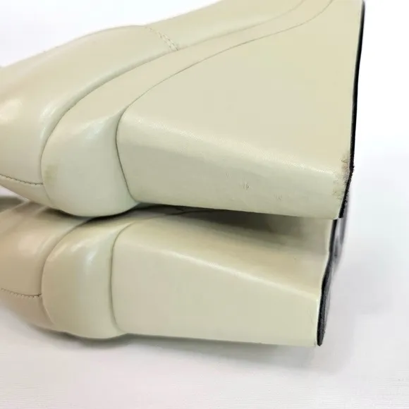 Nicholas K Jedda Over The Knee Boots Wedge Shoes Off-White/Beige Size 37/US 6.5