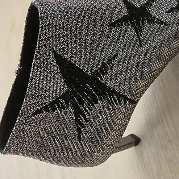 Nicholas Kirkwood Ankle Boot Shoes Gunmetal Pearl Heel Signature Silver Stars
