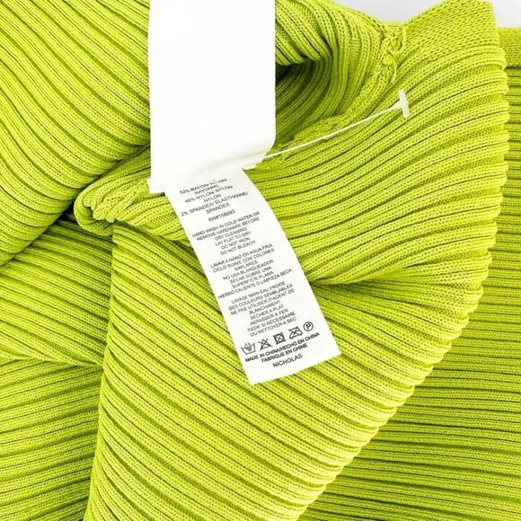 Nicholas Giuliana EUC Sweater Dress Rib‎ Knit Midi Belted Lime Dress - size XS