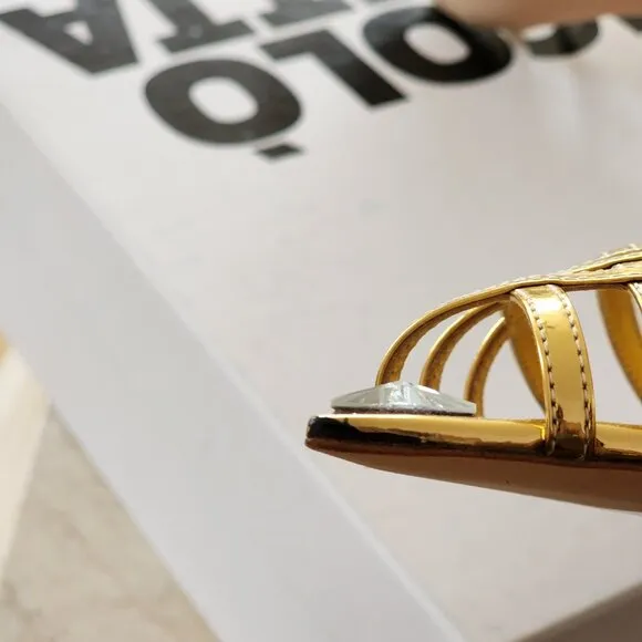 Nicolo Beretta gold patent leather sandals Sz 40