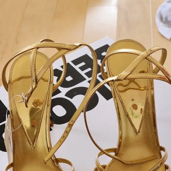 Nicolo Beretta gold patent leather sandals Sz 40