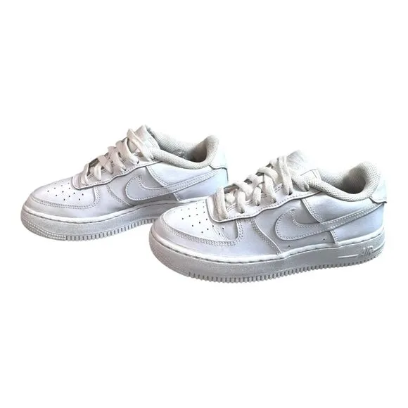 Nike Air Force 1 Youth White Sneakers Size 4Y 4 Classic Leather Casual Shoes SEE