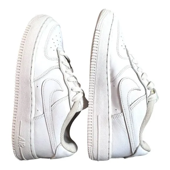 Nike Air Force 1 Youth White Sneakers Size 4Y 4 Classic Leather Casual Shoes SEE