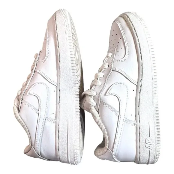 Nike Air Force 1 Youth White Sneakers Size 4Y 4 Classic Leather Casual Shoes SEE