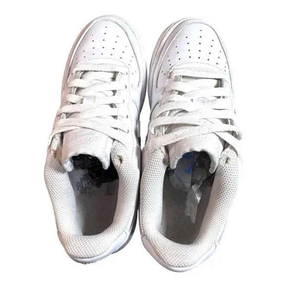 Nike Air Force 1 Youth White Sneakers Size 4Y 4 Classic Leather Casual Shoes SEE