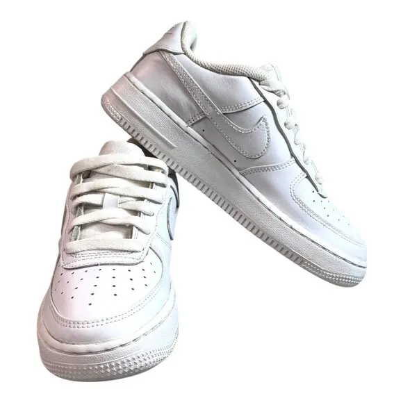 Nike Air Force 1 Youth White Sneakers Size 4Y 4 Classic Leather Casual Shoes SEE