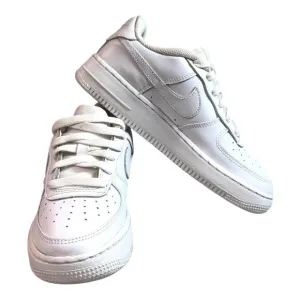 Nike Air Force 1 Youth White Sneakers Size 4Y 4 Classic Leather Casual Shoes SEE