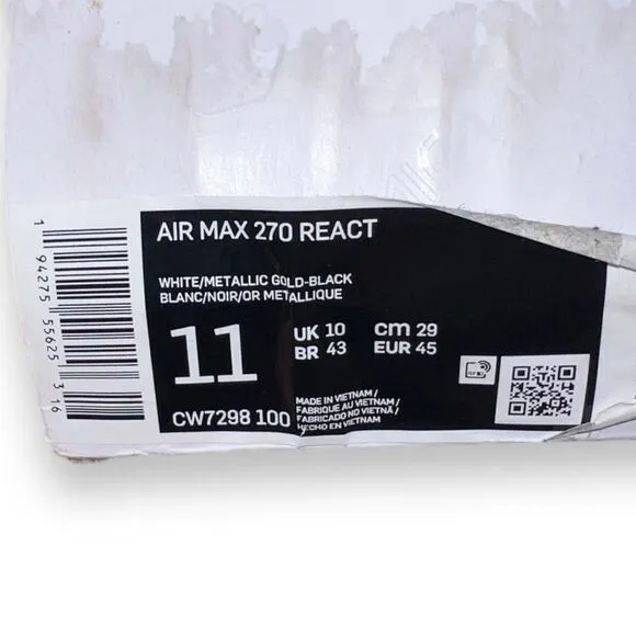 Nike Air Max 270 React 'Metallic Gold' CW7298-100 Men's 11