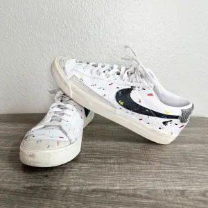 Nike Blazer Low '77 Paint Splatter Casual Shoes White/sail/black Men’s 8.5