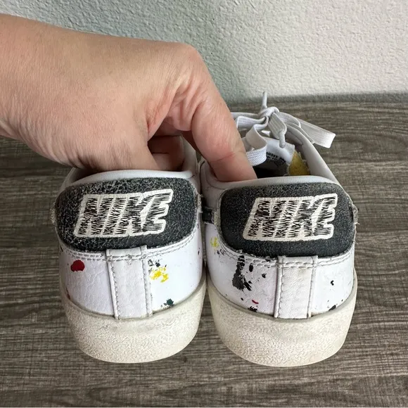 Nike Blazer Low '77 Paint Splatter Casual Shoes White/sail/black Men’s 8.5