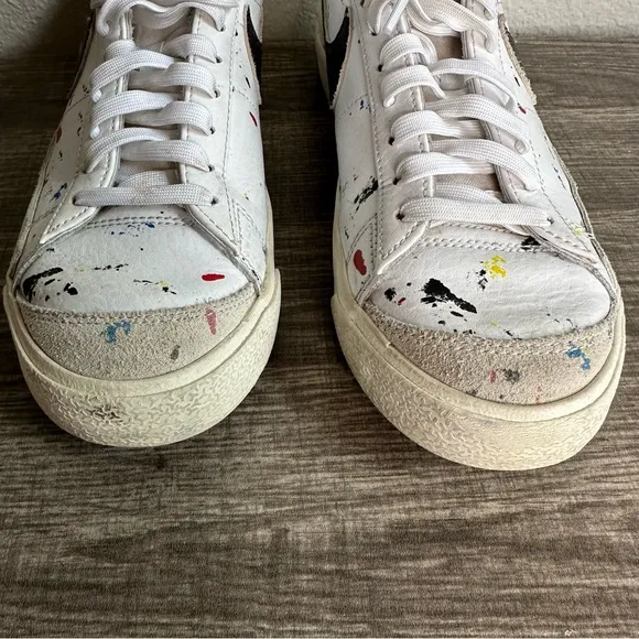 Nike Blazer Low '77 Paint Splatter Casual Shoes White/sail/black Men’s 8.5