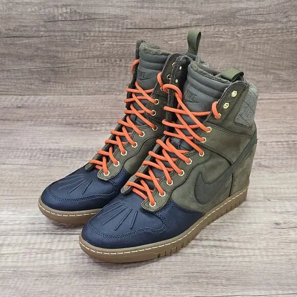 Nike Dunk Sky Hi 2.0 Women's Size 8.5 Olive Green Hidden Wedge Shoes (684954-300
