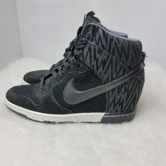 Nike Dunk Sky Hi Black White Women's 543258-002 Wedge Sneaker Shoes Size 7