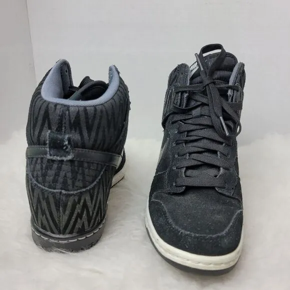 Nike Dunk Sky Hi Black White Women's 543258-002 Wedge Sneaker Shoes Size 7