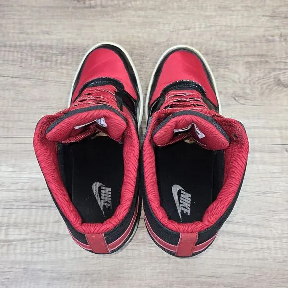 Nike Force Dunk Sky Hi Women's 8.5 Black Red Hidden Wedge Heel Shoes (629746-600