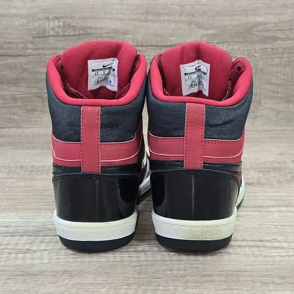 Nike Force Dunk Sky Hi Women's 8.5 Black Red Hidden Wedge Heel Shoes (629746-600