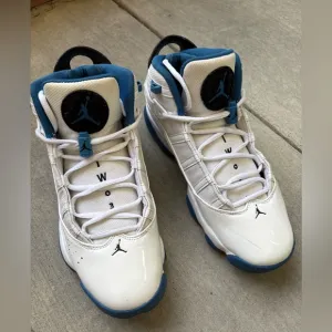Nike Jordan 6 Rings White Blue Men’s Size 8.5 Basketball Shoes Pre-Owned