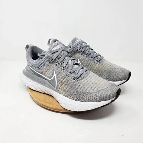 Nike React Infinity Run Flyknit Shoes Mens 9 Grey Lace Up Low Sneakers