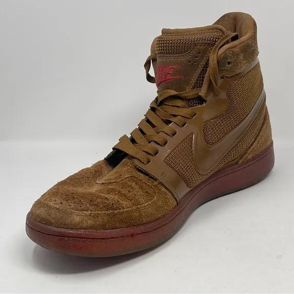 Nike Trainer Clean Sweep Premium High Shoes Mens 10.5 Brown Suede Sneakers