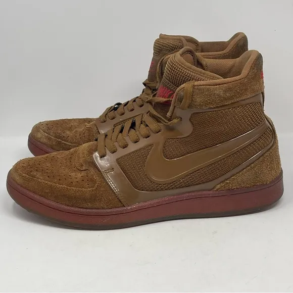 Nike Trainer Clean Sweep Premium High Shoes Mens 10.5 Brown Suede Sneakers