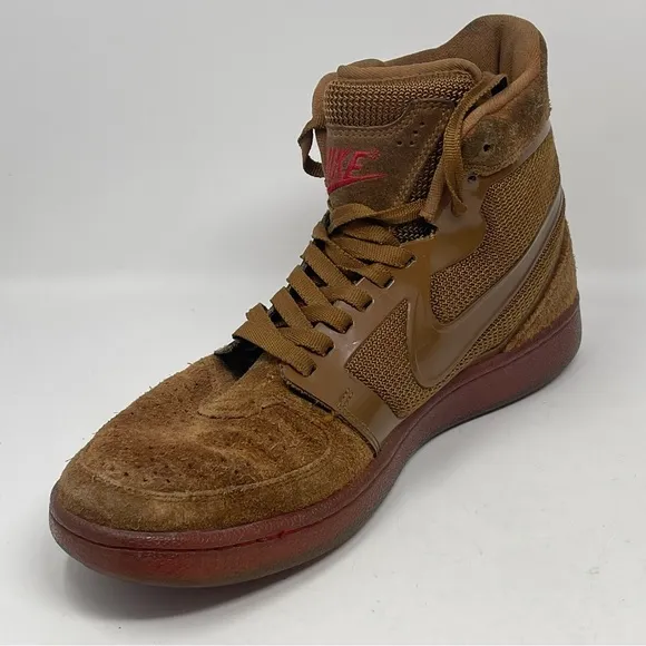Nike Trainer Clean Sweep Premium High Shoes Mens 10.5 Brown Suede Sneakers