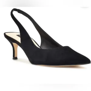 Nine West Nataly Woman’s Black Suede Kitten Heel Pointy Toe Shoes 8.5 NEW