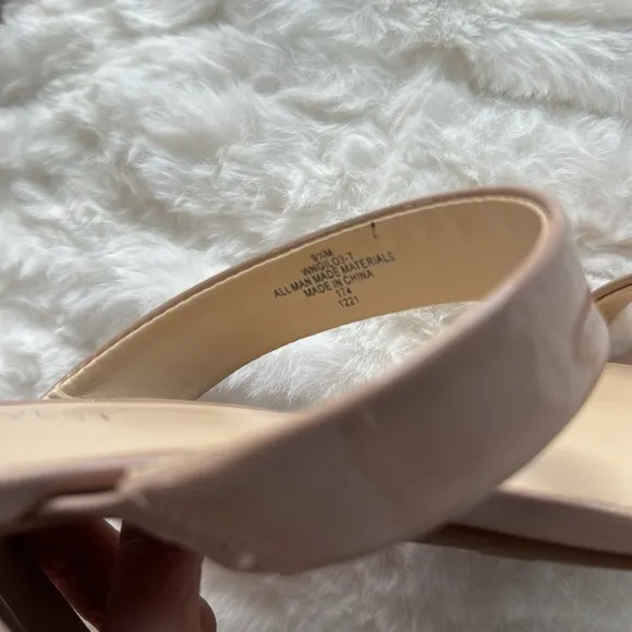 Nine West Nude Patent Leather Block Heel Sandals