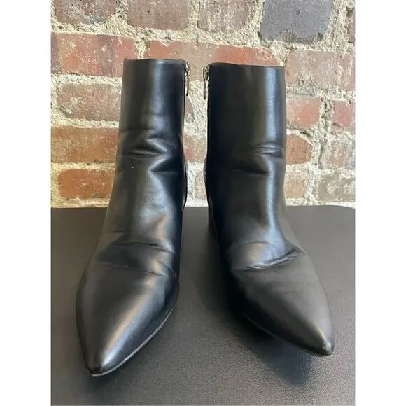 NINE WEST Pointed Toe Black Vegan Leather and Crocodile Skin Ankle Boots  Women’