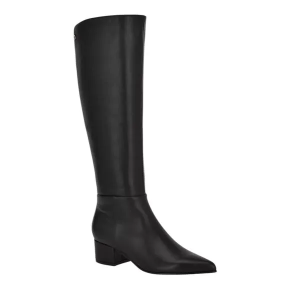 Nine West Women's Morgin Pointy Toe Block Heel Knee High Boots Black Size 8 1/2