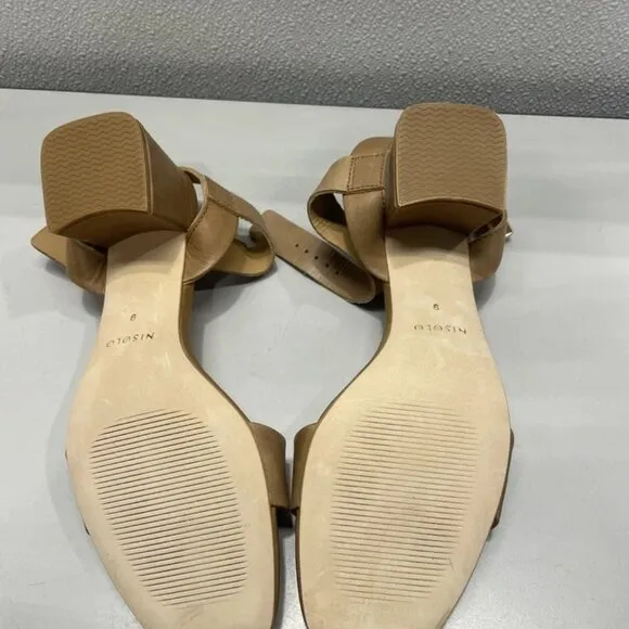 Nisolo Stella Block Heel Sandals – Women’s Size 9 – Almond – New With Distressed