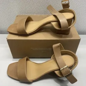 Nisolo Stella Block Heel Sandals – Women’s Size 9 – Almond – New With Distressed