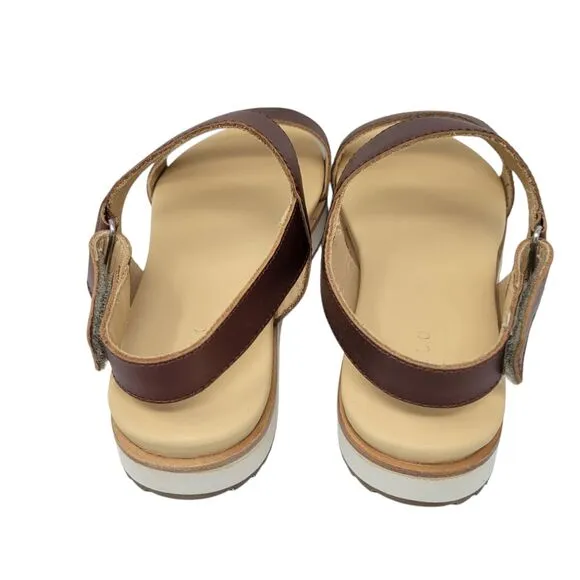 Nisolo Womens Leather Go-To Flatform Sandals US size 9.5 Brandy NEW in Box