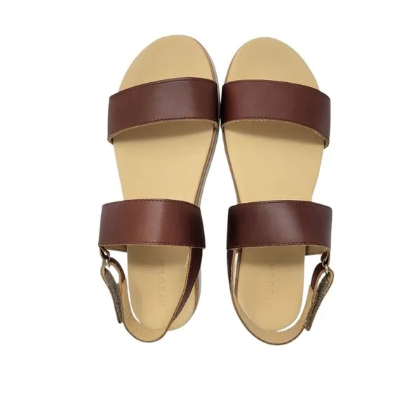 Nisolo Womens Leather Go-To Flatform Sandals US size 9.5 Brandy NEW in Box