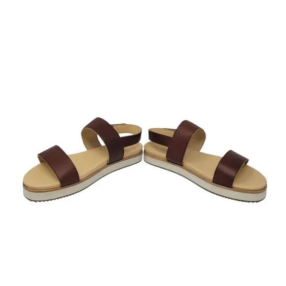 Nisolo Womens Leather Go-To Flatform Sandals US size 9.5 Brandy NEW in Box