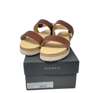 Nisolo Womens Leather Go-To Flatform Sandals US size 9.5 Brandy NEW in Box