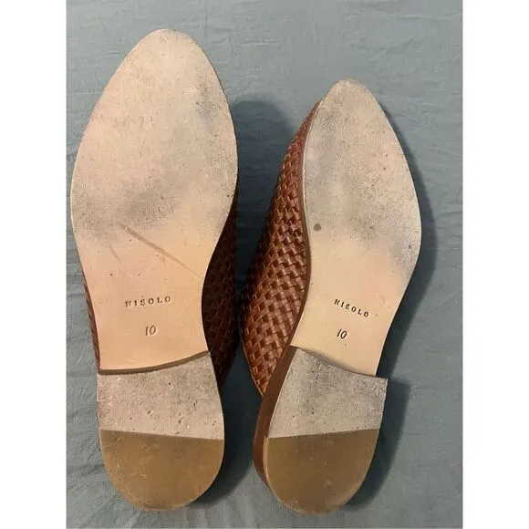 Nisolo Ama Woven Mule Sandals Cognac Size 10