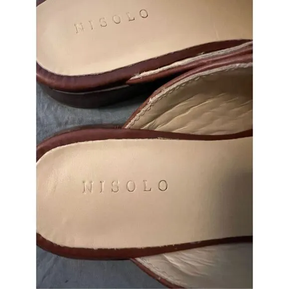 Nisolo Ama Woven Mule Sandals Cognac Size 10