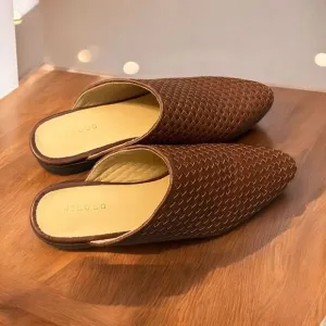 Nisolo Ama Woven Mule Sandals Cognac Size 10