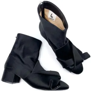 No21 Raso Satin Bow Boots Black Block Heel Ankle Twist Knot No. 21 Sz 36 / 6