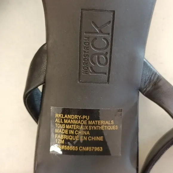 Nordstrom Rack Women's Black Faux-Leather Landry Square-Toe Heeled Sandals